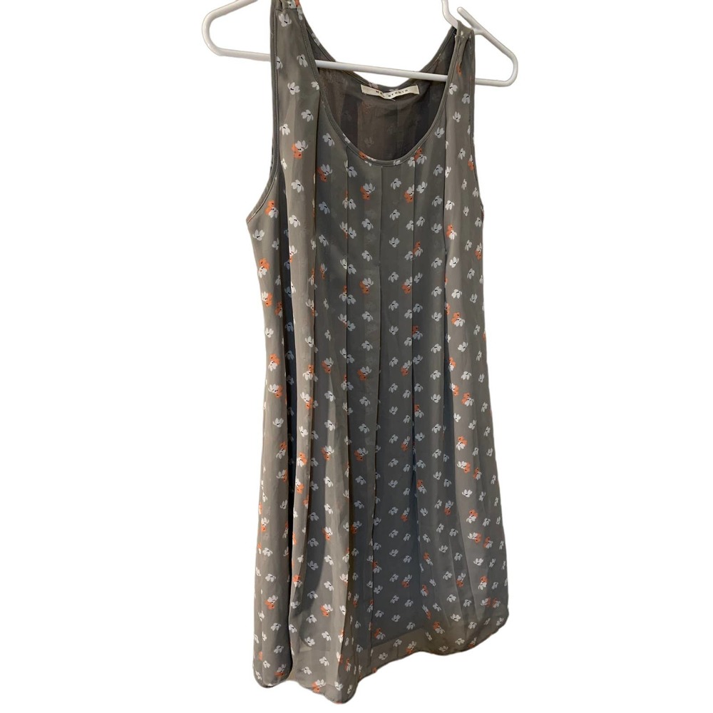 MAX STUDIO Gray Multicolor Pleated Lined Sheath Sleeveless Chiffon Dress Women S